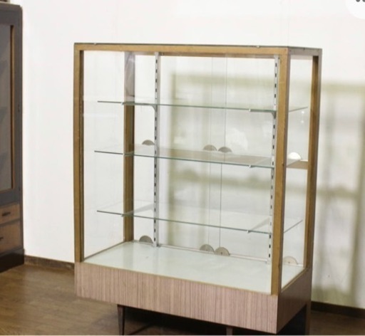 ガラスショーケース　昭和レトロ　什器棚　アンティーク　ヴィンテージ　コレクションケース　陳列棚