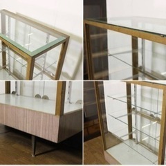 ガラスショーケース　昭和レトロ　什器棚　アンティーク　ヴィンテージ　コレクションケース　陳列棚