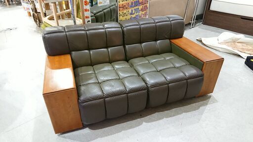 オールドカリモク｜カリモク家具｜本革｜分割｜2人掛ソファ