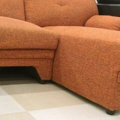 スイートデコレーション 3人掛けカウチソファ ファブリック オレンジ系 