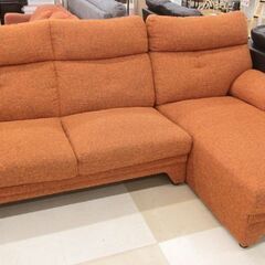 スイートデコレーション 3人掛けカウチソファ ファブリック オレンジ系 