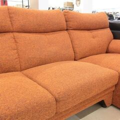 スイートデコレーション 3人掛けカウチソファ ファブリック オレンジ系 