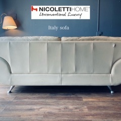 ☑️メル売約済　イタリア輸入60万NICOLETTI総本革張り一流3人掛けソファー