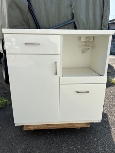 美品□ニトリ キッチンカウンター コパン□ミニ食器棚 レンジ台 
