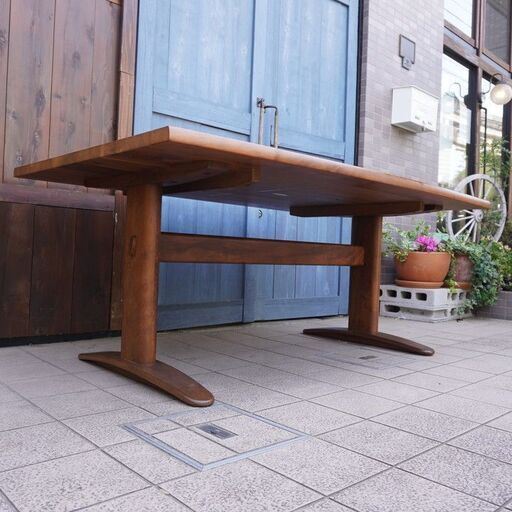 木製長方形ダイニングテーブル 飛騨産業 キツツキマーク W156cm