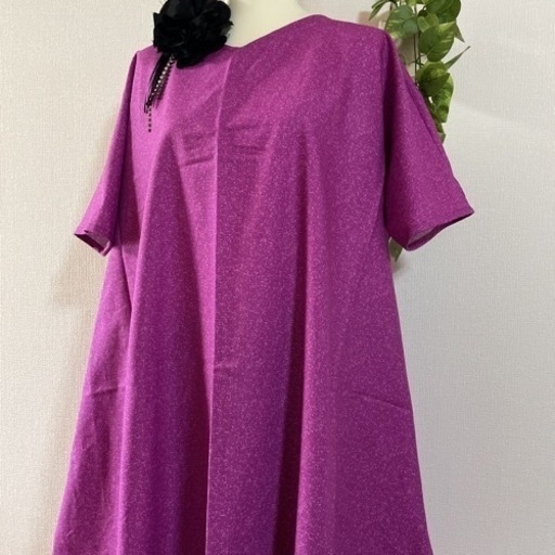 ハンドメイドレディースワンピースロングワンピース半袖バルーンワンピースパープル 上野屋 桜川の服 ファッションの中古 古着あげます 譲ります ジモティーで不用品の処分