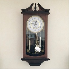 レトロ風　振り子時計　掛け時計　柱時計　メロディ　時報機能付