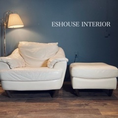 ☑️ジモ売約済み　イタリア輸入30万超NATUZZI本革1人掛けソファー＋オットマン