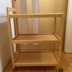 【ネット決済】キッチンワゴンカート　木製　3段(キャスター付き)