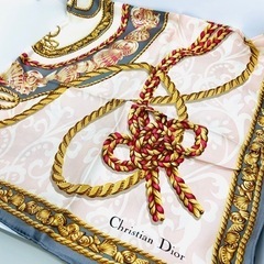 Christian Dior ディオール スカーフ ロープ 唐草 ピンク グレー