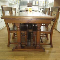 R406スペイン製 天然木 ダイニング5点セット、幅160cm 高さ78cm