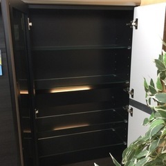 5/7【遂に入荷!モデルルーム展示品!最高級家具!】定価424,000円 松田家具 クラウン ダウンライト付きリビング ボード 3点セット バラ売り可能 テレビボード TVボード 壁掛け対応 クラウンガラス戸　左　ブラック　