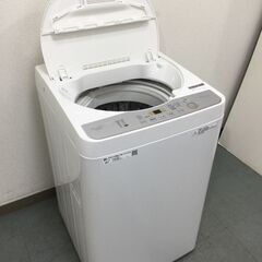 （5/21受渡済）JT3120【SHARP/シャープ 5.5㎏洗濯機】美品 2019年製 ES-GE5C-W 家電 洗濯 全自動洗濯機 簡易乾燥機能付
