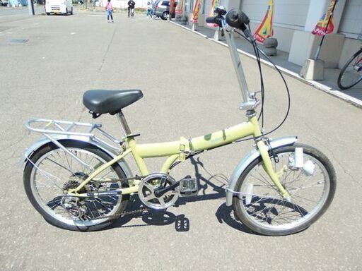 サビ多め 20インチ 折りたたみ自転車 グリーン系 VOLANTE 6段変速 荷台
