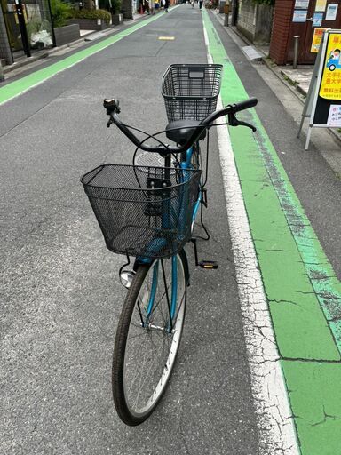 自転車 中古自転車 26インチ カゴ付き ブルー 前後カゴ付き G023