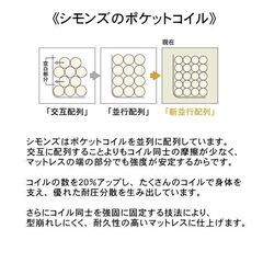 シモンズベッド　ポケットコイル　引出し付　セミダブルベッド　マットレスセット