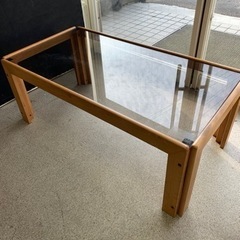 【ネット決済】木製脚ガラス天板センターテーブル