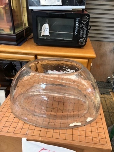 ガラス　花瓶　花池　器　水槽楕円　珍品　真ん中隆起 珍しい