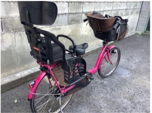 【大阪】電動アシスタント付き自転車　前後チャイルドシート付き