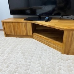 ウニコ ブレス チーク無垢材 コーナーAVローボード 北欧スタイル