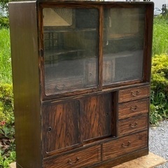 ◎お値下げしました‼️逸品 貴重 希少 素敵な木目♪ 時代茶箪笥 茶タンス 抽斗 無垢材水屋箪笥黒柿欅材茶道具和家具旧家蔵出しうぶだし