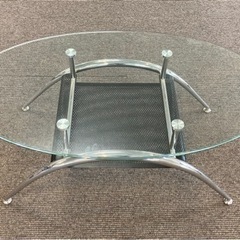 【中古品】ガラステーブル KANSAS ローテーブル 収納付き