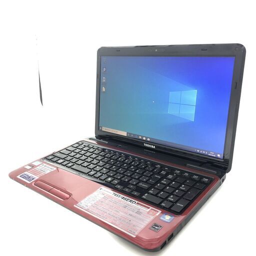 新品SSD 赤色 ノートパソコン 中古良品 Windows10 15.6型 東芝 T451/46ERD 第2世代Core i5 8GB DVDRW 無線 WiFi カメラ Office