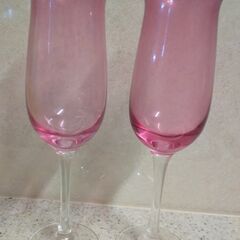 【お値下げ再出品】北一硝子　ペアワイングラス　ピンク　未使用