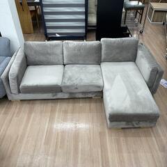 【展示品・未使用品❗】ソファ カウチソファ ベルベット調 定価約84990円💳自社配送時🌟代引き可💳※現金、クレジット、スマホ決済対応※【送料に設置込】