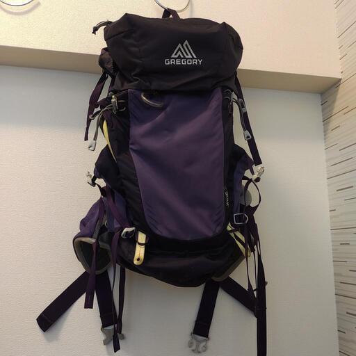 登山ザックパープル33L JADE33のWMサイズ グレゴリー レインカバー付き