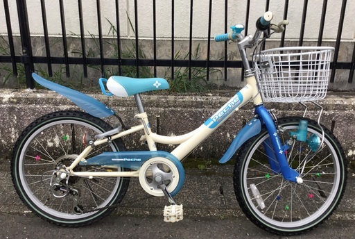 ＜整備・美品＞可愛い20インチ・女の子用自転車・シマノ変速6段シフト・鍵付き・カゴ新品・洗車済・不要自転車無料引取り有