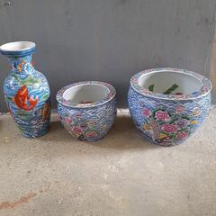 陶器「金魚鉢、花瓶」