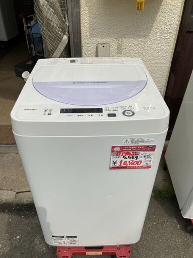 ☆中古￥10,800！SHARP　5.5kg洗濯機　家電　2017年製　ES-GE5A-V型　【BE022】
