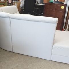 『値下げ』コーナーソファ 幅220×210 合皮 白 4～5人掛け 4点セット L字 分割 シンプル  ホワイト カウチ ソファー 札幌 西野店