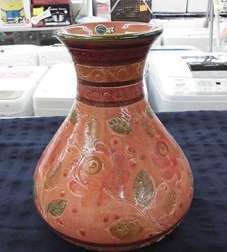 お値下げ！demain ドマン 花瓶 花柄 オレンジ系 花器 インテリア　西岡店