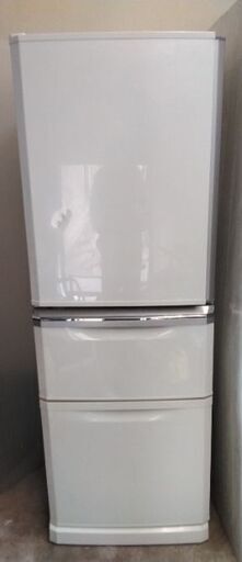 【お気にいる】 MR-C34YL 3ドア冷凍冷蔵庫 三菱 355L 配送無料 15年製 ホワイト 左開き 冷蔵庫