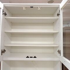 750mm幅 キッチンボード ホワイト 中古 食器棚 上下分割 - 旭川市