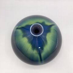 九谷焼　人間国宝 三代 徳田八十吉 （正彦）碧明釉 耀彩 壷 