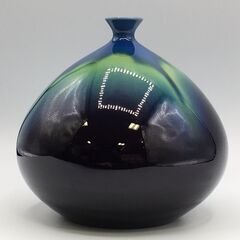 九谷焼 人間国宝 三代 徳田八十吉 （正彦）碧明釉 耀彩 壷