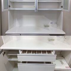 （11/2受渡済）JT4280【NITORI/ニトリ 食器棚 幅140cm】美品 CLAUDE 140KB WH キッチンボード キッチン収納 レンジボード レンジ台 