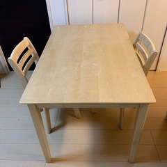 【ネット決済】ダイニングテーブル、椅子2脚セット