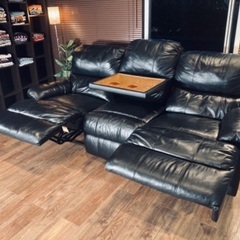 ☑️メル売約済　00’s USA LANE本革張り80万円大塚家具輸入3人掛けトランスフォームカウチソファー