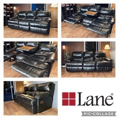 ☑️メル売約済　00’s USA LANE本革張り80万円大塚家具輸入3人掛けトランスフォームカウチソファー