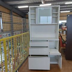 ニトリ　アルミナ２　2枚スライド扉キッチンボード　白　食器棚【愛品倶楽部柏店】