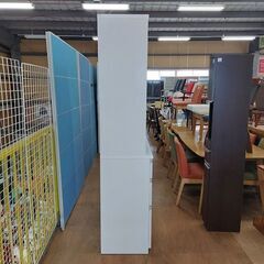 ニトリ　アルミナ２　2枚スライド扉キッチンボード　白　食器棚【愛品倶楽部柏店】