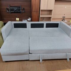 ニトリ　ノアーク　布張り右カウチソファーベッド　グレー　【愛品倶楽部柏店】