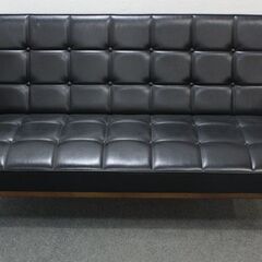 karimoku/カリモク60 Kチェア2シーター 二人掛け ブラック アームトップ/ラバートリー材  ソファ 中古家具 店頭引取歓迎 R5864)