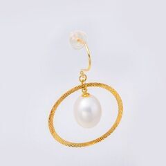 K18 淡水真珠 ループピアス 品番p22-50