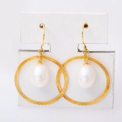 K18 淡水真珠 ループピアス 品番p22-50