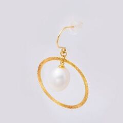 K18 淡水真珠 ループピアス 品番p22-50